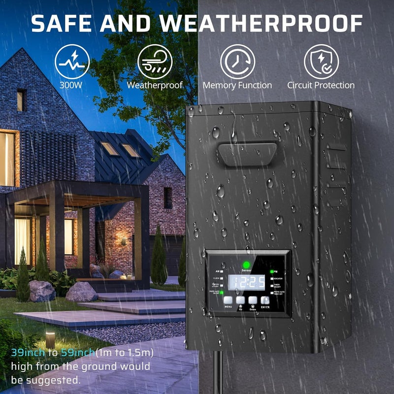 ROLANCHE 300W Low Voltage Landscape Transformer, Landscape Lighting Transformer with Timer and photocell Sensor, 120V AC to 12V/14V AC Outdoor Weatherproof Low Voltage Transformers for Landscape Lighting - Image 4